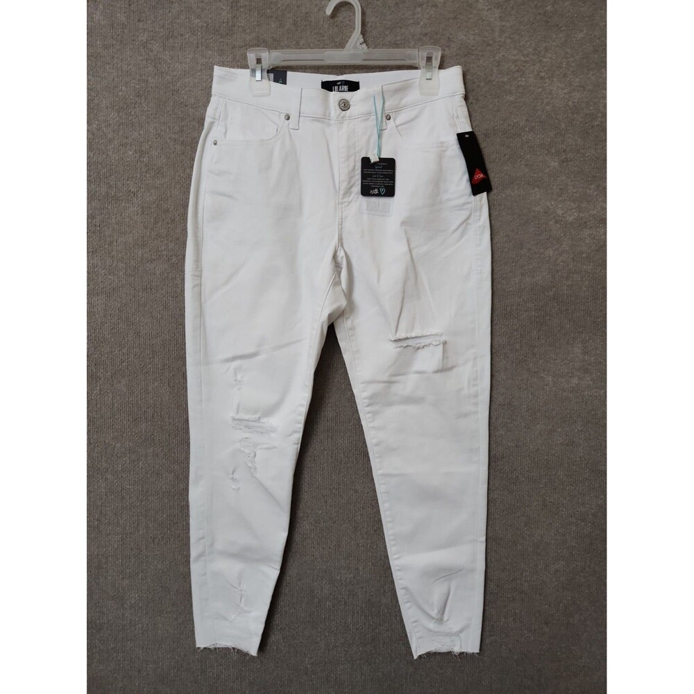 LuLaRoe Skinny Fit Jeans Womens 30 White Distressed Raw Hem Stretch NEW